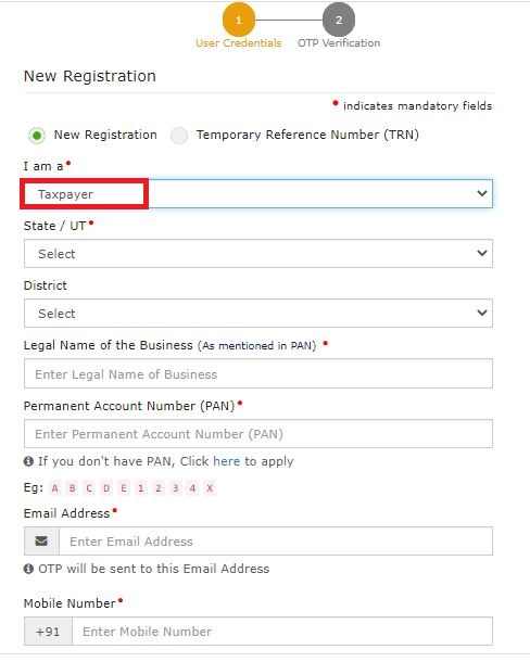 casual taxable person in gst part a