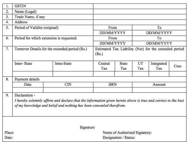 gst reg-11 for casual & non resident taxable person