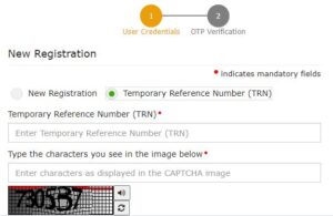 Enter Temporary Reference Number