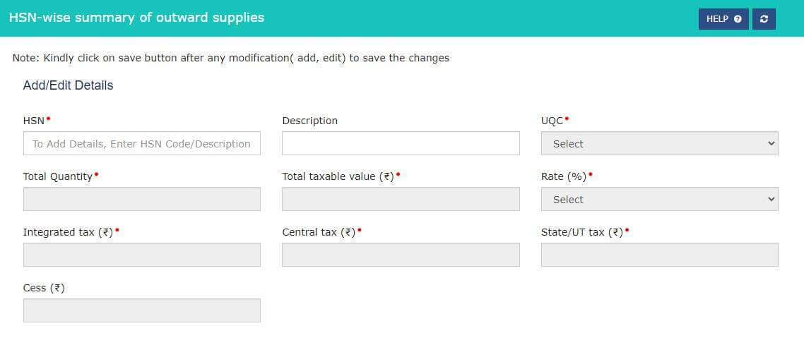 HSN Wise summary In GSTR-1