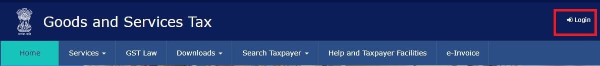 Login Button on GST portal