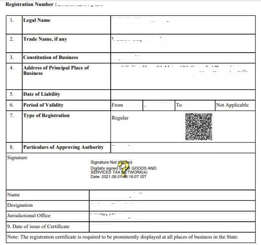 validity of gst registration certificate